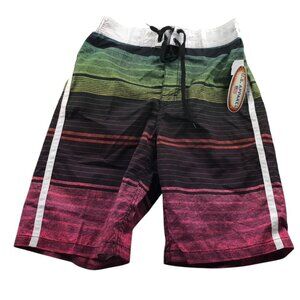 NWT U.S. Apparel Mens Swim Shorts Small Muticolor Striped Swimwear Drawstring